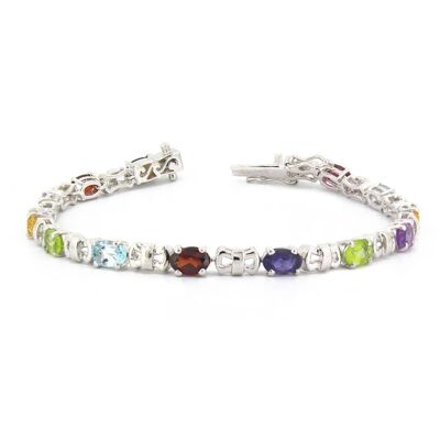 Fine Stones and 925 Silver Bracelet Silver-Multi-8.45