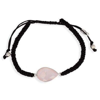 Pulsera de piedras preciosas de cuarzo rosa Plata de ley 60903