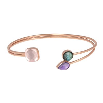 Pink quartz/amethyst/labradorite bracelet 60945