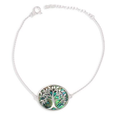 Abalone mother-of-pearl adjustable bracelet on solid silver K37027