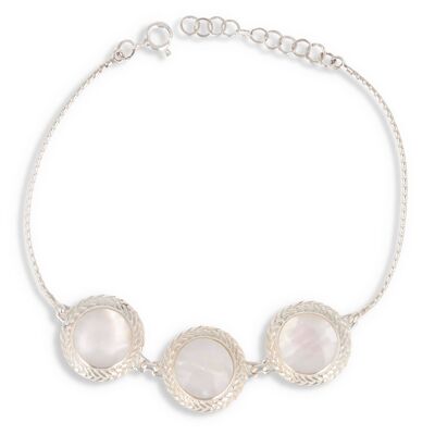 White mother-of-pearl adjustable bracelet Sterling silver 37022