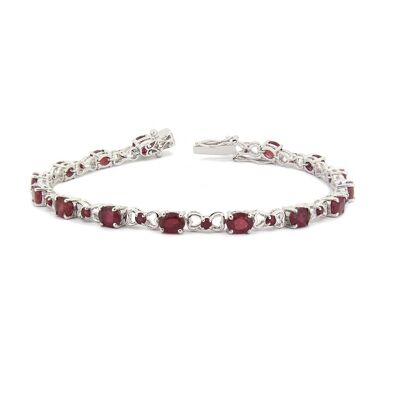 Bracelet Ruby and Round and Silver 925 Silver-Ru-8.3