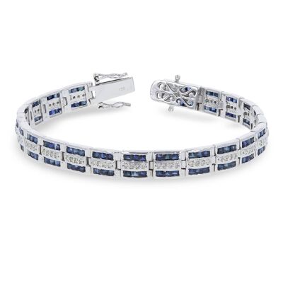 Bracciale Zaffiro e Diamanti su Argento 925 Argento-Sa-4.3