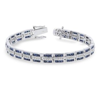 Bracelet Saphir et Diamants sur Argent 925 Silver-Sa-4.3 1