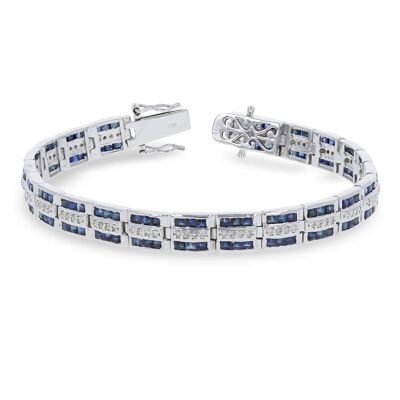 Bracelet Saphir et Diamants sur Argent 925 Silver-Sa-4.3