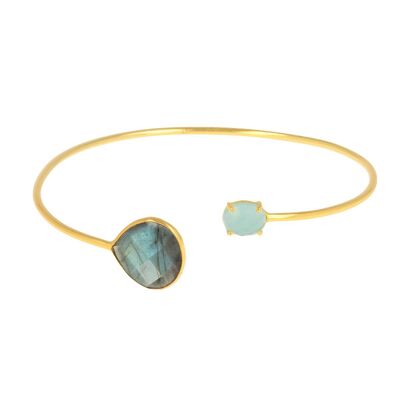 Bracelet semi-rigide labradorite et amazonite 60946