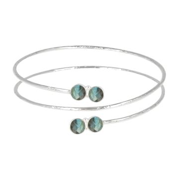 Bracelet semi-rigide labradorites facettées et argent 60947 1