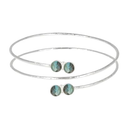 Semi-rigid bracelet faceted labradorites and silver 60947