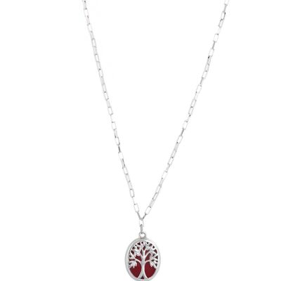 Necklace Tree of Life Coral on Silver 925 51220-Co