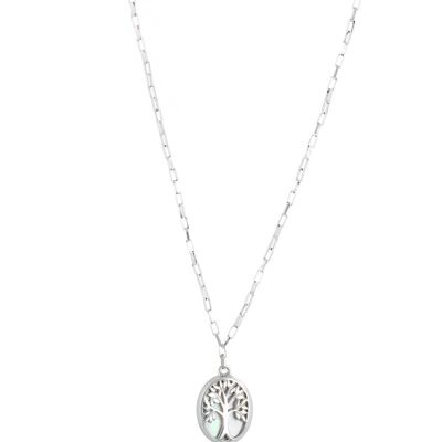 Lebensbaum Halskette Weißes Perlmutt Sterling Silber 51220-WS