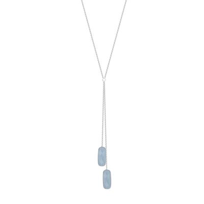 925 silver chain necklace two opal stones 61236