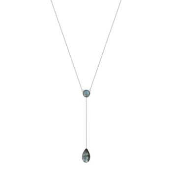 Collier chaîne argent 925 deux pierres Labradorite 61234 1