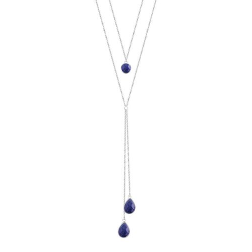 Collier chaîne argent 925 trois pierres Lapis Lazuli 61240