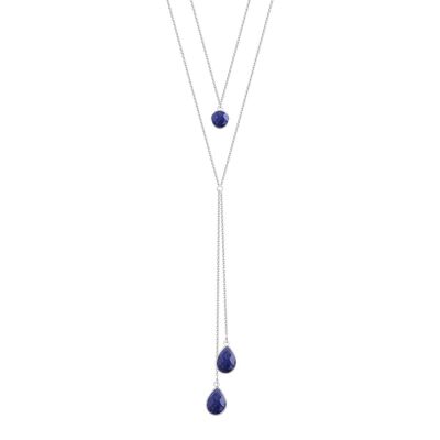 Chain necklace silver 925 three stones Lapis Lazuli 61240