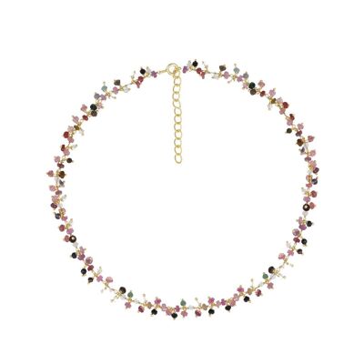 Tourmaline gold plated silver chain necklace 61254-GP-Tourm