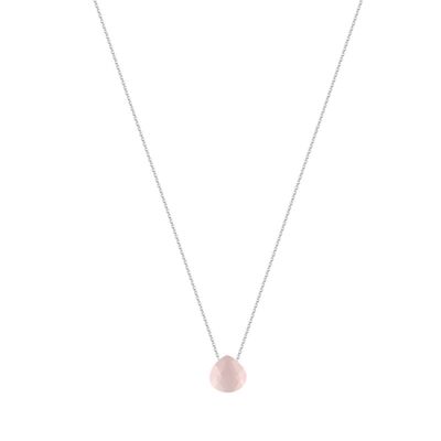 Collier Coeur Quartz Rose Naturelle Facettée 61248