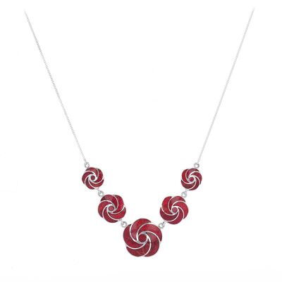 Spiral effect gorgonian coral flower necklace 48003