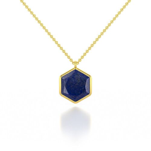 Collier Lapis Lazuli sur Argent 925 doré l'or 61253-GP-Lapis