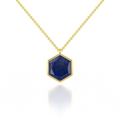 Collier Lapis Lazuli sur Argent 925 doré l'or 61253-GP-Lapis