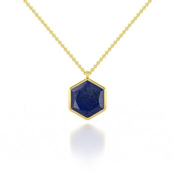 Collier Lapis Lazuli sur Argent 925 doré l'or 61253-GP-Lapis 1