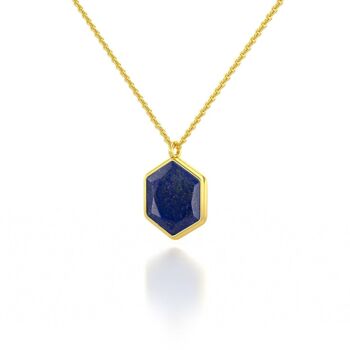 Collier Lapis Lazuli sur Argent 925 doré l'or 61253-GP-Lapis 3