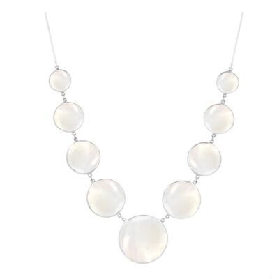 White mother-of-pearl necklace Sterling silver round shape K51204