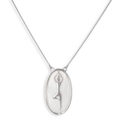 Mother-of-pearl necklace yoga tree posture Sterling silver K51200