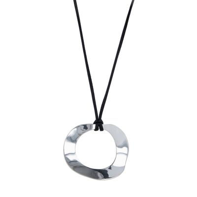 925 silver hollow disc pendant necklace 51217