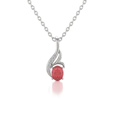 Necklace Pendant White Gold Ruby and Diamonds 0.75grs