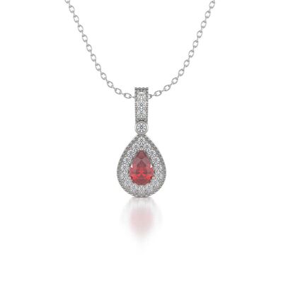 Necklace Pendant White Gold Ruby and Diamonds 1.55grs