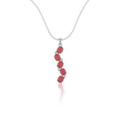 Necklace Pendant White Gold Ruby and Diamonds 1.78grs