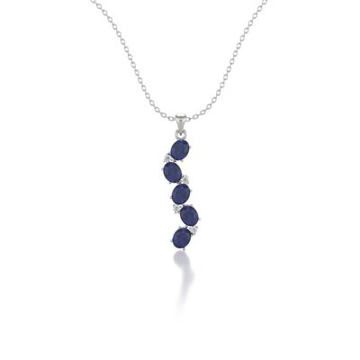 Necklace Pendant White Gold Sapphire and Diamonds 1.78grs