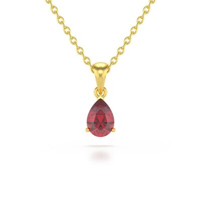 Ruby Yellow Gold Pendant Necklace 0.49grs