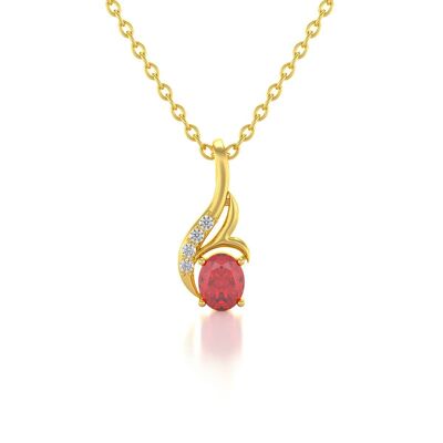Necklace Pendant Yellow Gold Ruby and Diamonds 0.75grs
