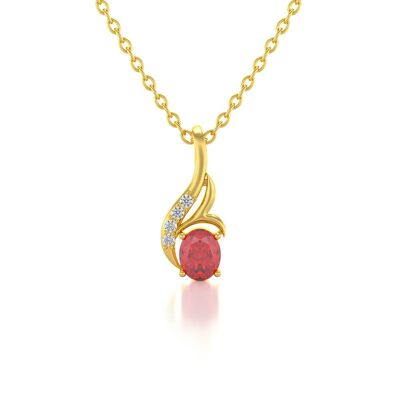 Collier Pendentif Or Jaune Rubis et Diamants 0.75grs