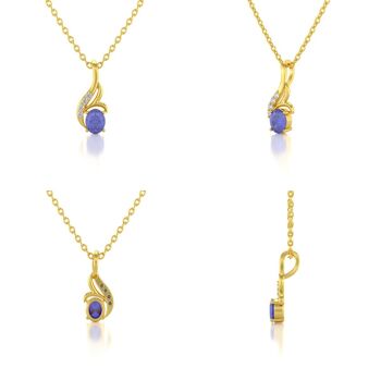 Collier Pendentif Or Jaune Tanzanite et Diamants 0.75grs 2