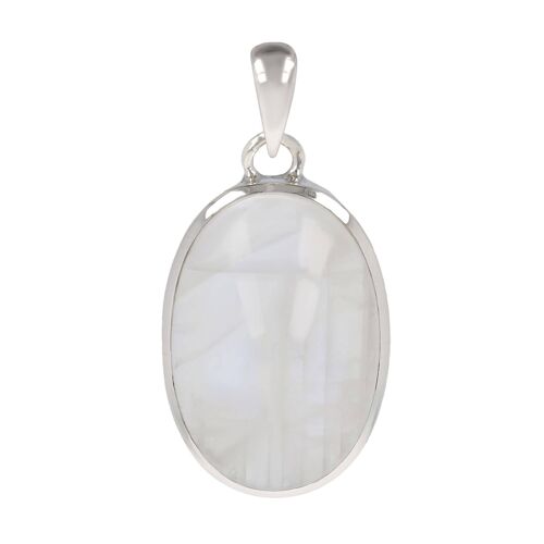 Collier pendentif pierre de lune blanc Forme ovale 60014