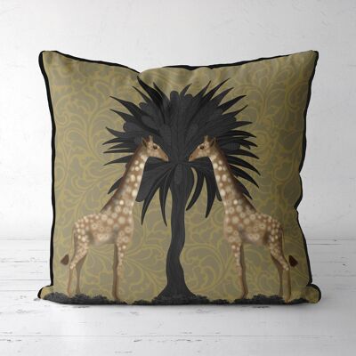 Giraffe Twins, Gold, Animalia Tropical Decor Pillow, Cushion cover, 45x45cm