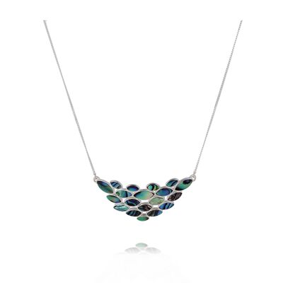 Abalone-Perlmutt-Blütenblatt-Halskette an Silberkette 48012