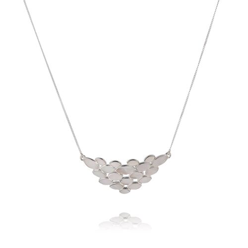 Collier Pétales Nacre blanche sur chaîne argent massif 48011