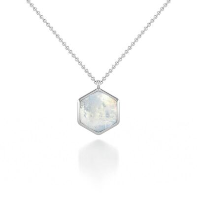 Faceted Moonstone Necklace on 925 Silver 61253-S-Ms