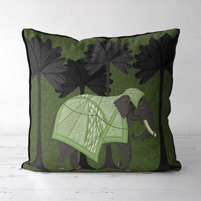 Elephant Palms, Verdant green, Animalia Tropical Decor Pillow, Cushion cover, 45x45cm