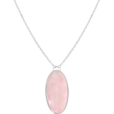Collier pierre quartz rose argent rhodié 925-000 K61209
