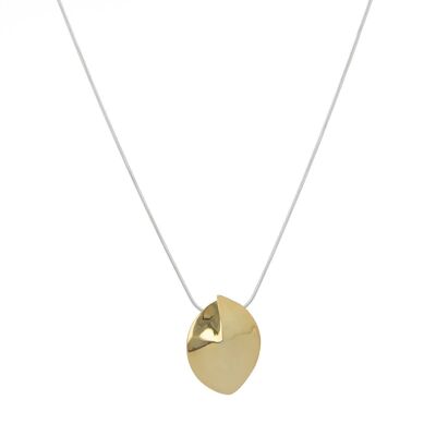 Gold plated oval necklace on silver chain 51224