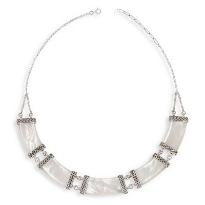 Tube necklace White mother-of-pearl set in solid silver 925 51207
