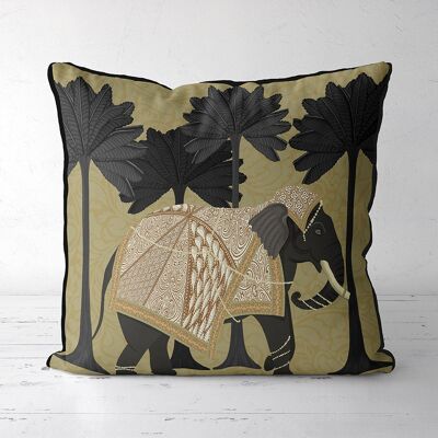 Elephant Palms, Gold, Animalia Tropical Decor Pillow, Cushion cover, 45x45cm
