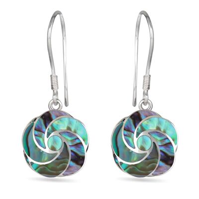 Pendants d'oreille Nacre Abalone Fleur Spirale Argent 925 - K45006