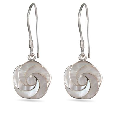 White Mother-of-Pearl Flower Shape Earrings 45005-2