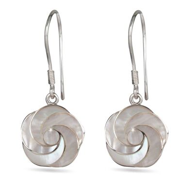White Mother-of-Pearl Flower Shape Earrings 45005-2