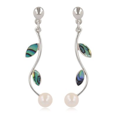 Pendientes de perlas de abulón de nácar blanco perla K50307